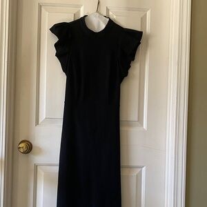 Lulu's Elegant Black Ruffle Sleeve Dress